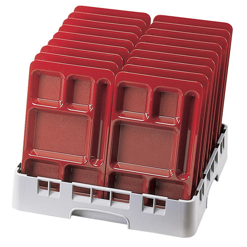 Cambro Co-Polymer School Compartment 2 X 2 Tray -  Cranberry 1596CP416 2
