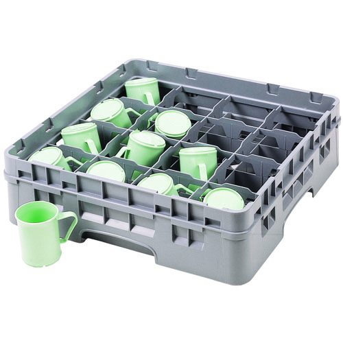 Cambro Camrack® Full Size 16 Cup Rack - 4 1/4" H Soft Gray 16C414151