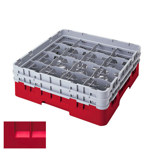 Cambro Red Full Size Camrack® Glass Rack - 16 Compartment - 6 7/8" H 16S638163