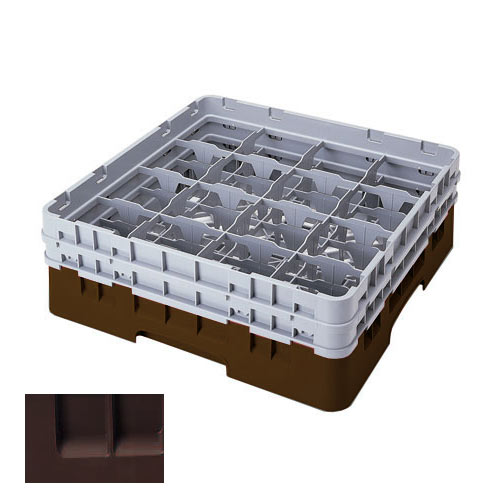 Cambro Brown Full Size Camrack® Glass Rack - 16 Compartment - 6 7/8" H 16S638167 1