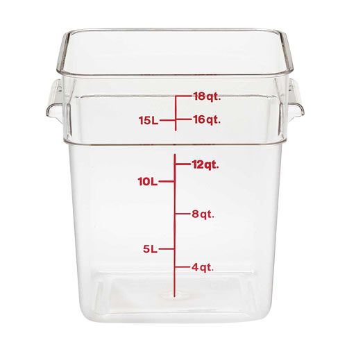 Cambro CamSquares Camwear Storage Container- 18 qt Clear 18SFSCW135