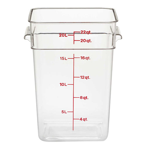 Cambro CamSquares Camwear Storage Container- 22 qt Clear 22SFSCW135