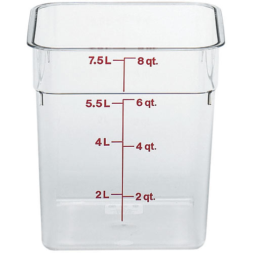 Cambro CamSquares Camwear Storage Container- 8 qt Clear 8SFSCW135