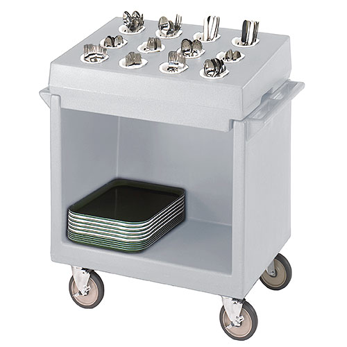 Cambro Tray & Dish Cart w/ Cutlery Rack - Gray TDCR12180 1