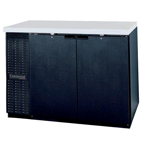 Continental Refrigerator Back Bar Cooler Solid Door Black Finish 2 section- 50" BBC50