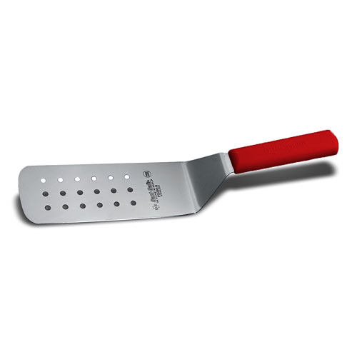 Dexter Russell Sani-Safe Perforated Turner - 8" x 3" Red Handle PS286-8R-PCP