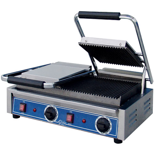 Globe Bistro Series Panini Double Grill w/ Grooved Plates GPGDUE10