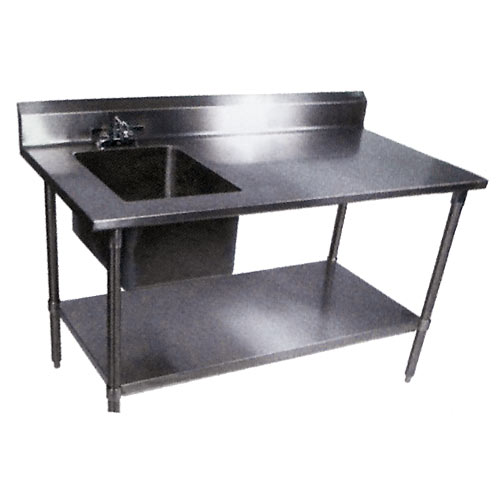 John Boos Prep Table With Sink - 72"- Bowl Right EPT6R53072GSKR-X