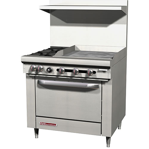 Southbend S-Series Gas Mixed Top Restaurant Range 2 Burners w/ 24" Griddle S36D-2GL 2