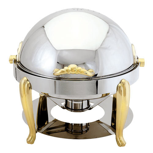 Update Solid Brass  Accented Round Roll Top Chafer - 8 Qt BEL-17