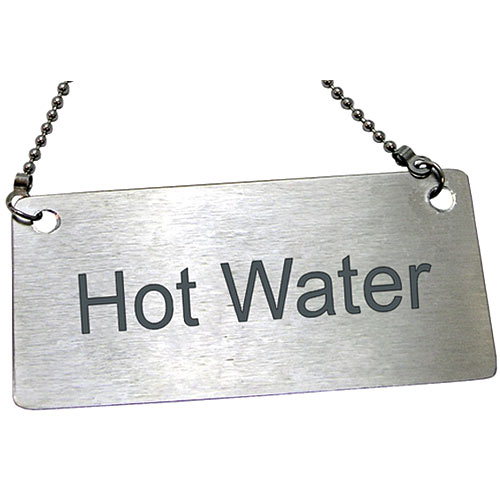 Update Stainless Steel Beverage Chain Sign - Hot Water CS-HWT