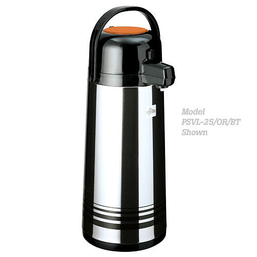 Update Brushed S/S Shell & Liner Push-Button Top Decaf Airpot - 2.5 L PSVL-25/OR/SF